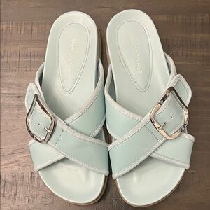 Marc Fisher Women's Pastel Blue Cross-Strap Sandals